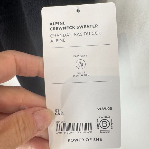 NWT! Athleta Alpine Crewneck Cashmere Wool Sweater in Black - Picture 5 of 11